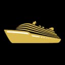 Limitless Cruises logo - gold cruise ship icon